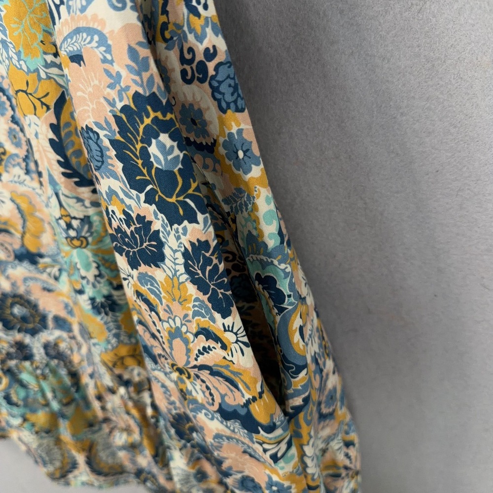 Tyler Boe Dress Womens Medium Blue Floral Boho Sleeveless Shift Ruffle Hem - Picture 8 of 11